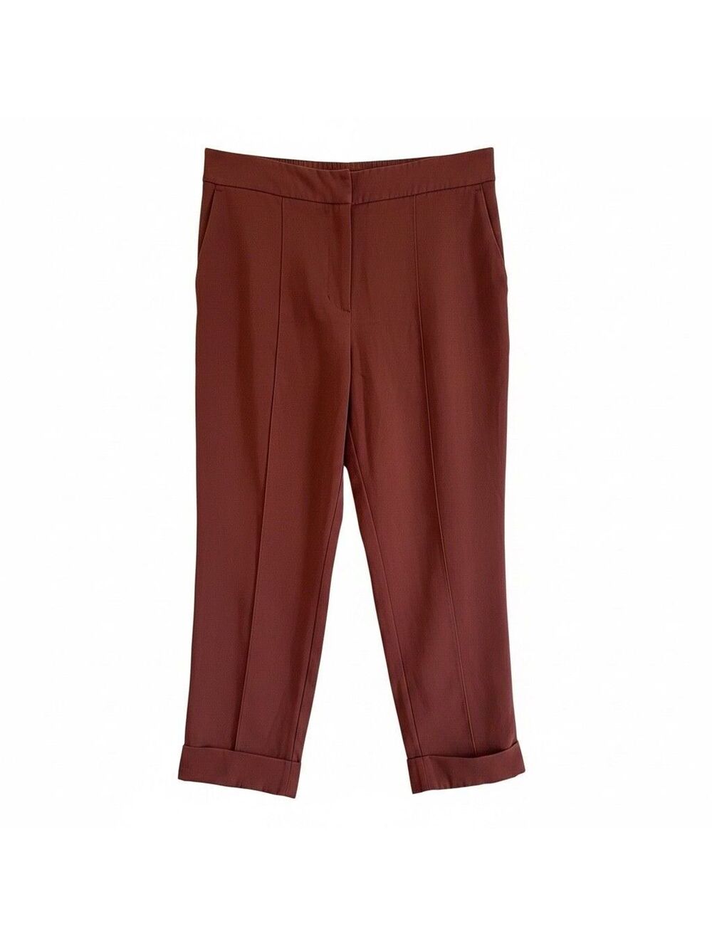 Nine West Rust Trousers L | High Waisted Elastic Back Ankle Pants Workwear